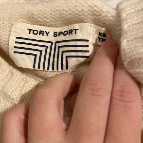 Tory Burch Sport / chunky Little Grumps pixel tennis merino wool Sweater XS - Picture 8 of 10